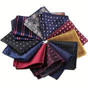 Resim 11 Renkli Erkek Cep Havlusu Seti, Çoklu Cep Mendilleri, Moda Polyester Trend Aksesuarları, Retro Nakış Desenli Küçük Kare Mendiller 