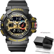 Resim Hanyang Siyah Altın Kutu Smael Sarı Spor Elektronik Dijital Saatler Erkekler Çalar Saat Ikili Zaman Izle Часы Мужские Relogio Masculino Reloj Hombre Montre (Yurt Dışından) 