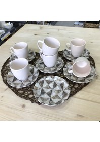 Resim Keramika Kahve Fincan Takımı 12 Parça 17726 Mermer Desen 