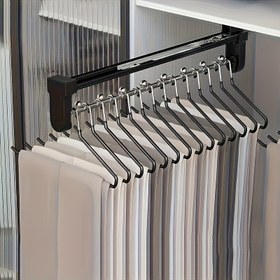 Resim 1 Adet Çekilebilir Giysi Depolama Çubuğu - Ayarlanabilir, Katlanabilir Metal Askı Rayı Gardıroplar & Yatak Odaları İçin - Yer Tasarruflu Düzenleyici, Kurutma Rafı 