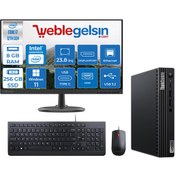 Resim Lenovothinkcentre M70Q Gen 3 Intel Core i7 12700T 8GB 256GB SSD Windows 11 Home Fhd 23.8mon Mini Masaüstü Bilgisayar TİNY11T30036TXN17 