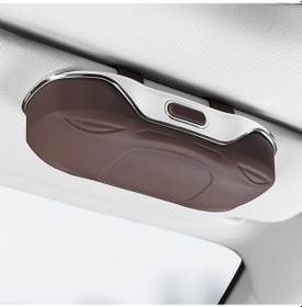 Resim Xuweiwei Araç Gözlük Tutucu Brown-1 Güneşlikli Gözlük Saklama Kutusu Tüm Araçlar İçin 