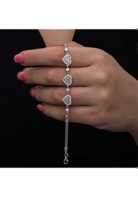 Resim 925 Ayar Gümüş Baget Taşlı Kalp Kadın Bileklik Beyaz 