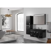 Resim Belinza Marble Banyo Dolabı Takımı Siyah 65 Cm 