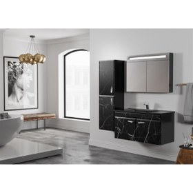 Resim Belinza Marble Banyo Dolabı Takımı Siyah 65 Cm 