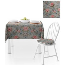 Resim Gül Desenli Yeşil Yapraklı Kırmızı Dijital Baskılı Petek Dokuma Masa Örtüsü 140x260 