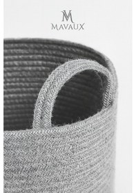 Resim Mavaux Çok Amaçlı, 30cm-30cm Orta Boy, Yanları Saplı, Jüt, Hasır, Dokuma Sepet, Düzenleyici Organizer Gri 