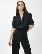 Resim Balon Kol Gömlek Vatka Görünümlü Mini Yaka 