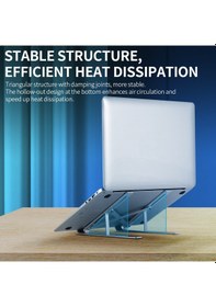 Resim 6 Seviyeli Ayarlanabilir Laptop Standı Taşınabilir Katlanabilir Alüminyum Alaşım Laptop Braketi Kaymaz Laptop Tablet Tutucu Gümüş 