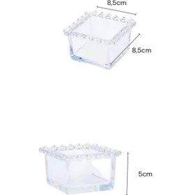 Resim 6'lı Kare Cam Magnolia, Çerezlik, Dondurmalık Cam Kase Love Seri 