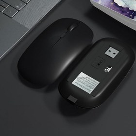 Resim Lenovo Tablet İle Uyumlu Şarj Edilebilir Sessiz Mouse Bluetooth + 2.4Hz Wifi Kablosuz Mouse Fare Siyah 