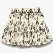 Resim Koton Beli Lastikli Katlı Desenli Pamuklu Etek Bej Desenli 5smg70003aw Ekru Desenli 