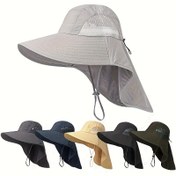 Resim 1 adet Unisex Geniş Kenar Balıkçılık Şapkası, Nefes Alabilen File Arka ve Ayarlanabilir Kayış - Hafif Yaz Açık Hava Şapkası, Bisiklet, Balıkçılık, Seyahat için - Siyah, Bisiklet Aksesuarları, Güneş Koruma, File Arka Şapka, Dayanıklı Başlık 