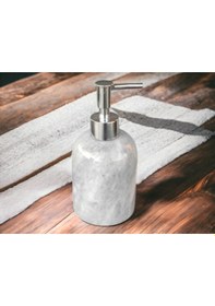Resim Gri Mermer Sıvı Sabunluk-gümüş Aksesuarlı 