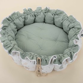 Resim Yuvarlak Babynest - Çift Taraflı - Yeşil Petek - Yeşil Gökkuşağı 