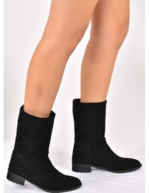 Resim Fox Shoes Siyah Süet Düz Taban Günlük Kadın Bot L726597702 Siyah-Süet 