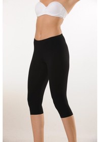 Resim Hmd 4001 Pamuk Diz Altı Kapri Tayt - Siyah SiYAH 