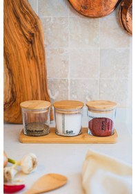 Resim Rakle Daily Bambu Kapak Ve Stantlı 3'lü Baharatlık Seti 380 Cc Renkli 