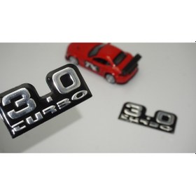 Resim 3.0 Turbo Logo Yan Çamurluk 3M Metal Logo Amblem Seti 