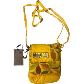 Resim Vintage Renkli Etnik Salaş Tek Bölmeli Günlük Kadın Kol Omuz Çapraz Telefon Çantası 14 Cm X 17 Cm Sarı 
