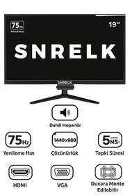 Resim SNRELK 19'' SESLİ (DAHİLİ HOPARLÖR) 12V USB MULTİMEDYA GENİŞ EKRAN (HDMI-VGA) LED MONİTÖR 