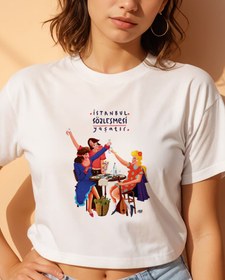 Resim İstanbul Sözleşmesi Yaşatır Crop Tişört 