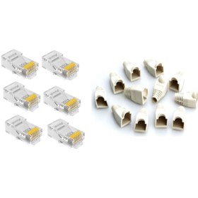 Resim SpeedUF 50 Adet Yeni Nesil Delikli Cat5cat6 Jak + 50 Adet Cover Kılıf 