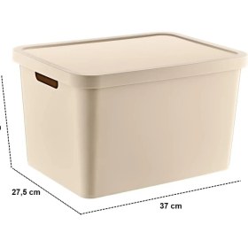 Resim Pearl Shop 4'lü Set Stafi Çok Amaçlı Kapaklı Kutu Latte 18 Lt - Latte, Çok Amaçlı Kapaklı Kutu, Ev-Ofis-Depo Için, Kapaklı Saklama Kutusu 