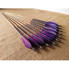 Resim Geleneksel Boyalı Ahşap Ok (mor Tüylü - Boyalı) 