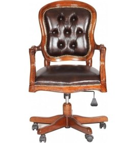 Resim Masifart_Mobilya Masifart Ahşap Kapitoneli Klasik Ofis Koltuğu Çalışma Koltuğu 