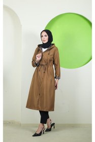 Resim Vibeys Moda İçi Leopar Desenli Ve Kendinden Astarlı Büyük Beden Kadın Trençkot 