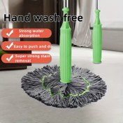 Resim Eller Serbest Kendi Kendine Dönen Vidaksız Döner Paspas Dayanıklı Plastik / Metal Sap ile - Elektrik Gerektirmez, Yıkanabilir ve Yeniden Kullanılabilir Paspas Başlığı için Yatak Odası, Banyo, Mutfak, Oturma Odası Zeminleri, Çok Yönlü Zemin Temizliği | Modern Temizlik Aracı | Güçlü Lekeleri Çıkarma 