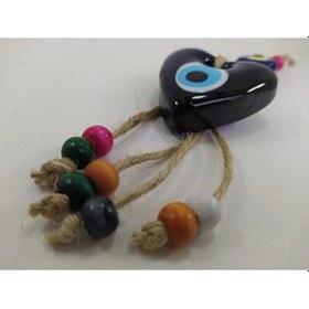 Resim Kalp Nazar Boncuğu 6 Cm Makrome Duvar Dekoru 
