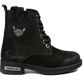 Resim Hammer Jack Hakiki Deri Siyah Yıkama Nubuk Erkek Çocuk Bot Siyah 