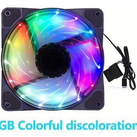 Resim Cloud011 15 Işık Renkli Siyah Fan 4.72inç Rgb Led Sessiz Soğutma 4 Pinli Bilgisayar Kasası 