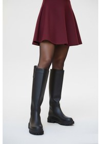 Resim Fox Shoes V973222209 Siyah Kalın Tabanlı Kadın Binici Çizmesi Siyah 