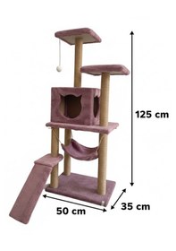 Resim Missidea S9 Kedi Tırmalama Kulesi Platformlu 124 Cm Gül Kurusu 