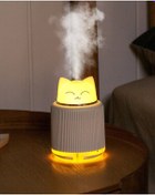 Resim BigSale Kedi Hava Nemlendirici Difüzör Buhar Cihazı Ultrasonik Buhar Makinası Led Işıklı 300ml 