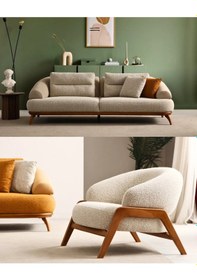 Resim Vino Koltuk Takımı 3 3 1 1 Kiremit - Krem 