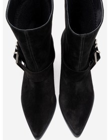 Resim Luvishoes Velmor Siyah Süet Hakiki Deri Tokalı Kadın Western Bot Siyah 