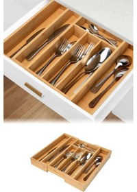 Resim Bambu Çekmece İçi 7 Bölmeli Kaşıklık- Açılır Kaşıklıkl 