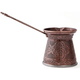 Resim Metal Desenli Cezve No:6 - Kahverengi - 390 ml 