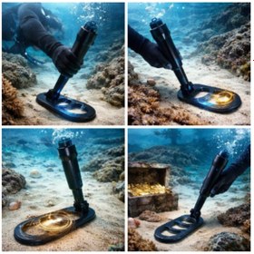 Resim Sualtı Metal Dedektörü İkinci El Hassas Arama 60 Metreye Kadar Su Geçirmez Scuba Dedektör 
