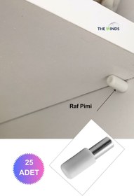 Resim THE WINDS Mobilya Dolap içi raf pimi, Raf tutucu pim, Dolap, kitaplık rafı pimi, 25 Beyaz metal Başlı Raf Pimi 