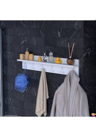 Resim Modilayn Kedi Serisi 86,4x18 Cm 18 Kancalı Banyo Askısı - 6'lı Set Ekstra Düzen Ve Yer Tasarrufu Beyaz 