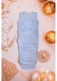 Resim Salar Ticaret Bebek Basic Ribana Bisiklet Yaka Fitilli 3lü Atlet Body -mavi Mavi 