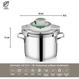 Resim Ocean 4-6 Litre Matik Düdüklü Tencere Seti (Yeşil) 