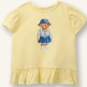 Resim DeFacto Regular Fit Ayıcıklı Penye Kısa Kollu Tişört Kız Bebek H3234A526SM 