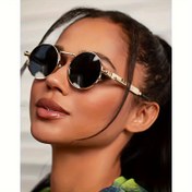 Resim 1 adet Vintage Yuvarlak Çerçeve Moda Gözlükleri, Paslanmaz Çelik Lensler, Metal Kilitler, Gözlük Bezi ile - Kadınlar için Moda Retro Gözlükler, Şık Yuvarlak Çerçeve Gözlükler | Moda Yuvarlak Çerçeve Gözlükler | Dayanıklı Moda Gözlükler 