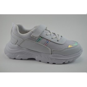 Resim Cool Kids 20-S01 Beyaz Gümüş Cırtlı Filet Kız Çocuk Spor Ayakkabı Beyaz 